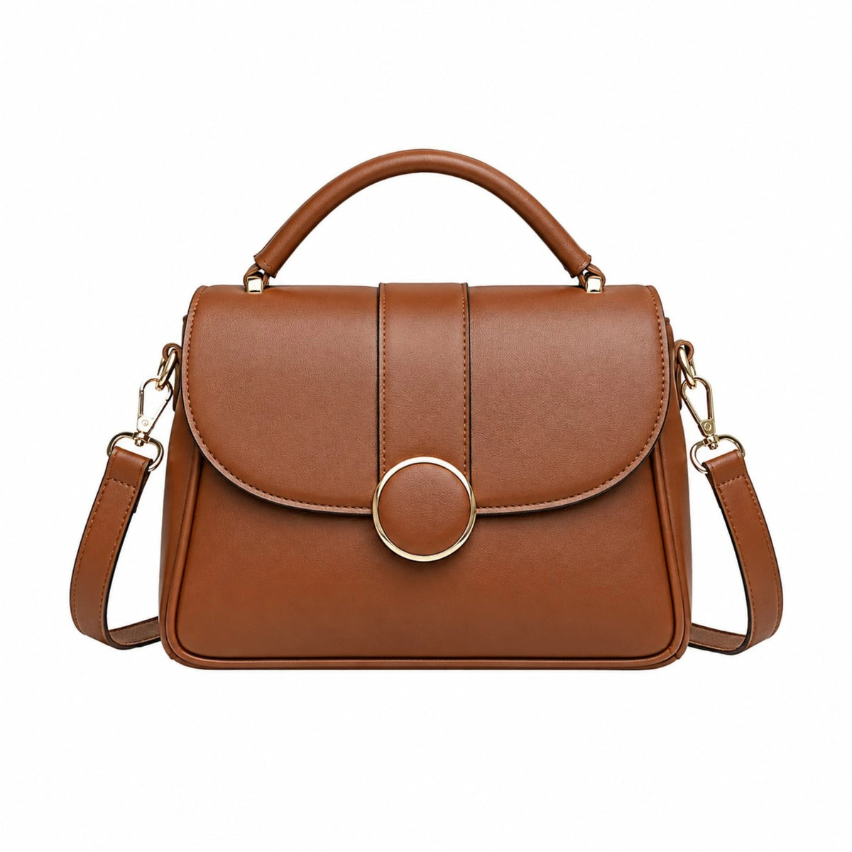 Bagovia Women's Brown Leather Satchel Handbag