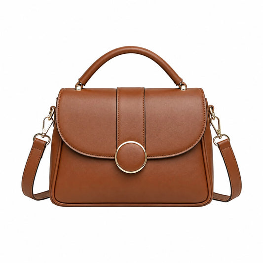 Bagovia Women's Brown Leather Satchel Handbag