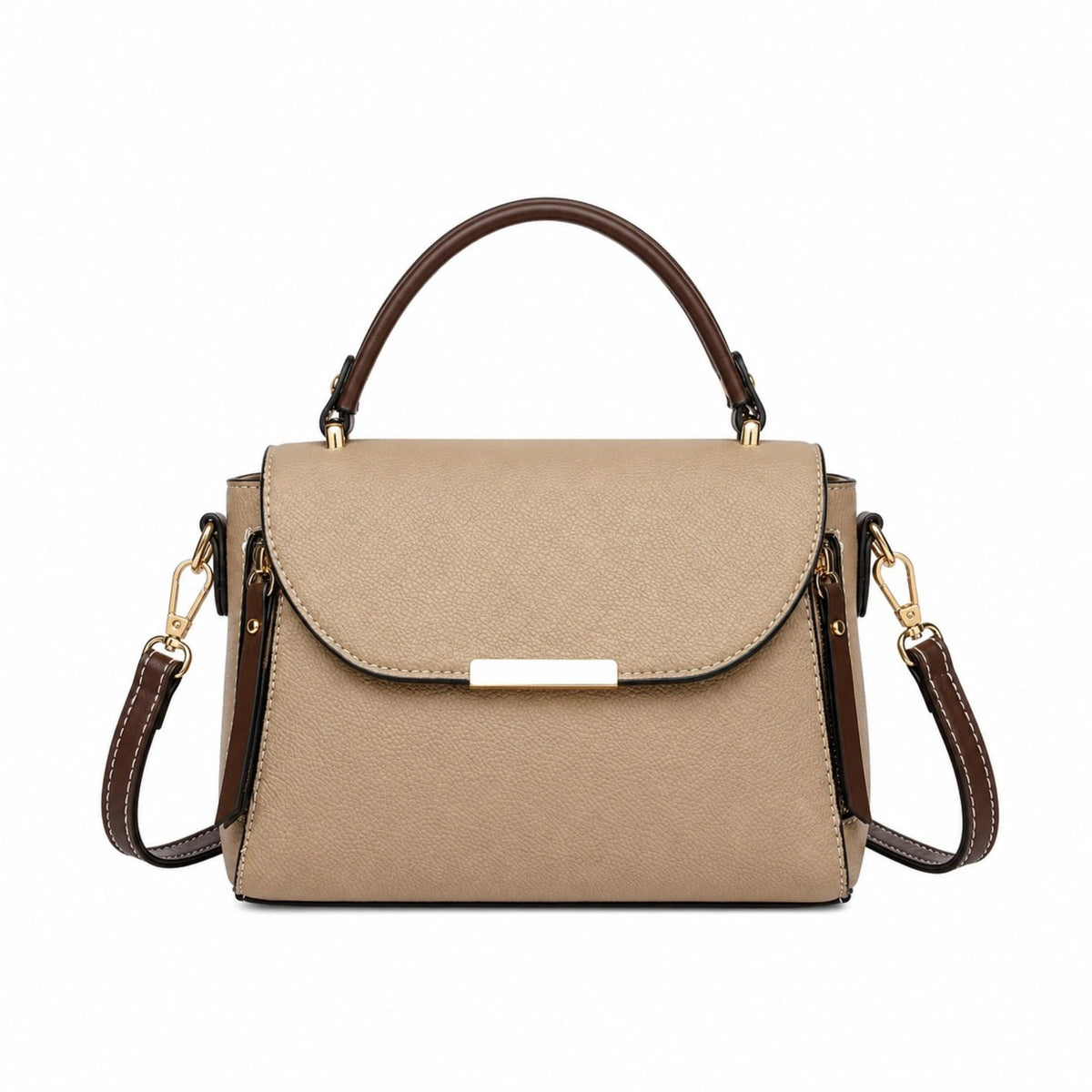 Bagovia Women’s Beige Leather Handbag with Shoulder Strap