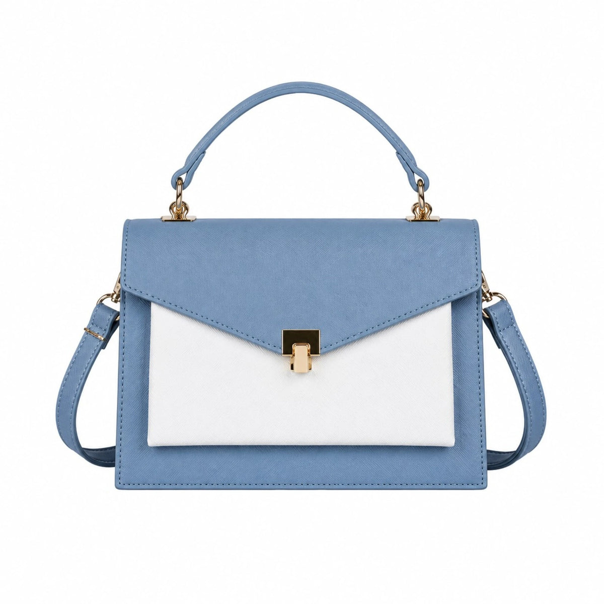 Bagovia Women’s Blue Leather Handbag with Top Handle