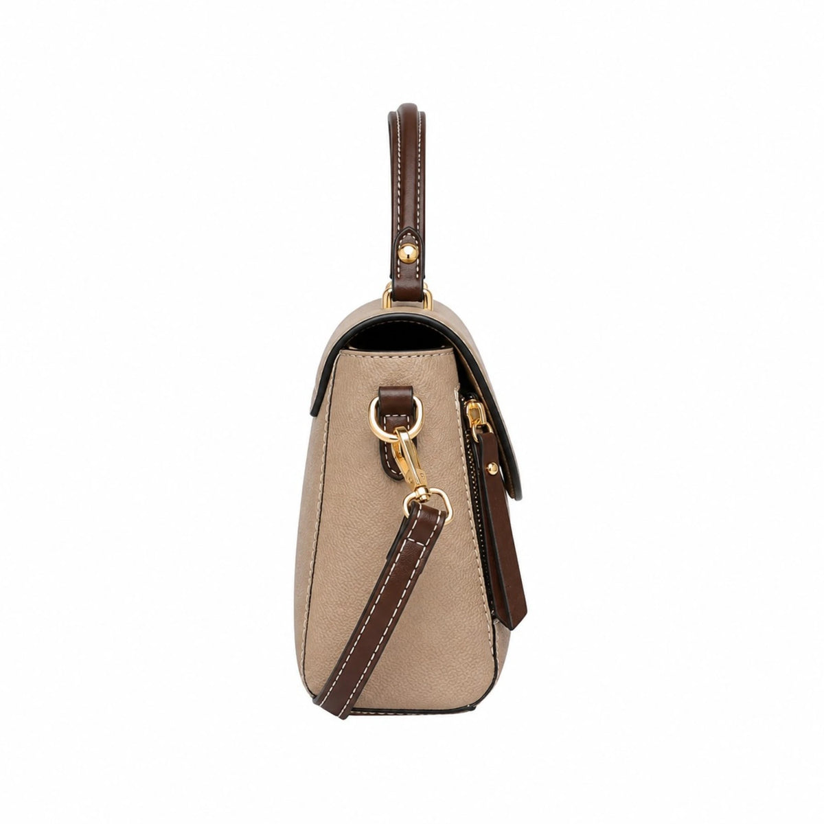 Bagovia Women’s Beige Leather Handbag with Shoulder Strap
