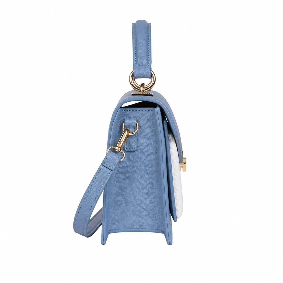 Bagovia Women’s Blue Leather Handbag with Top Handle